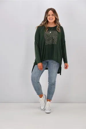 Shine On Label Roxanne Print Front Top Olive
