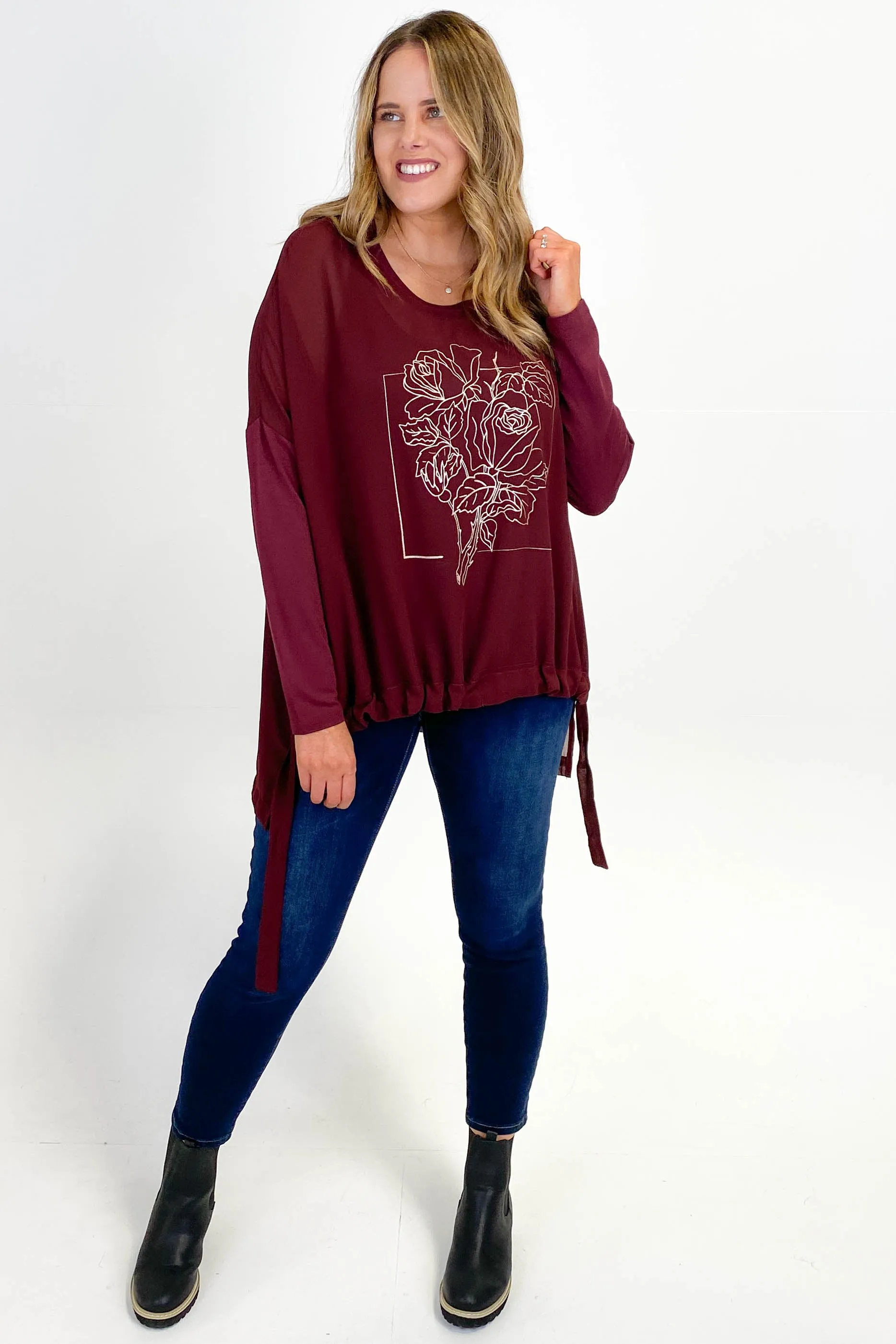Shine On Label Roxanne Print Front Top Wine
