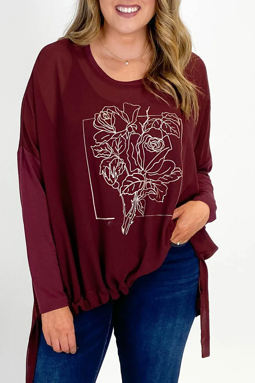 Shine On Label Roxanne Print Front Top Wine
