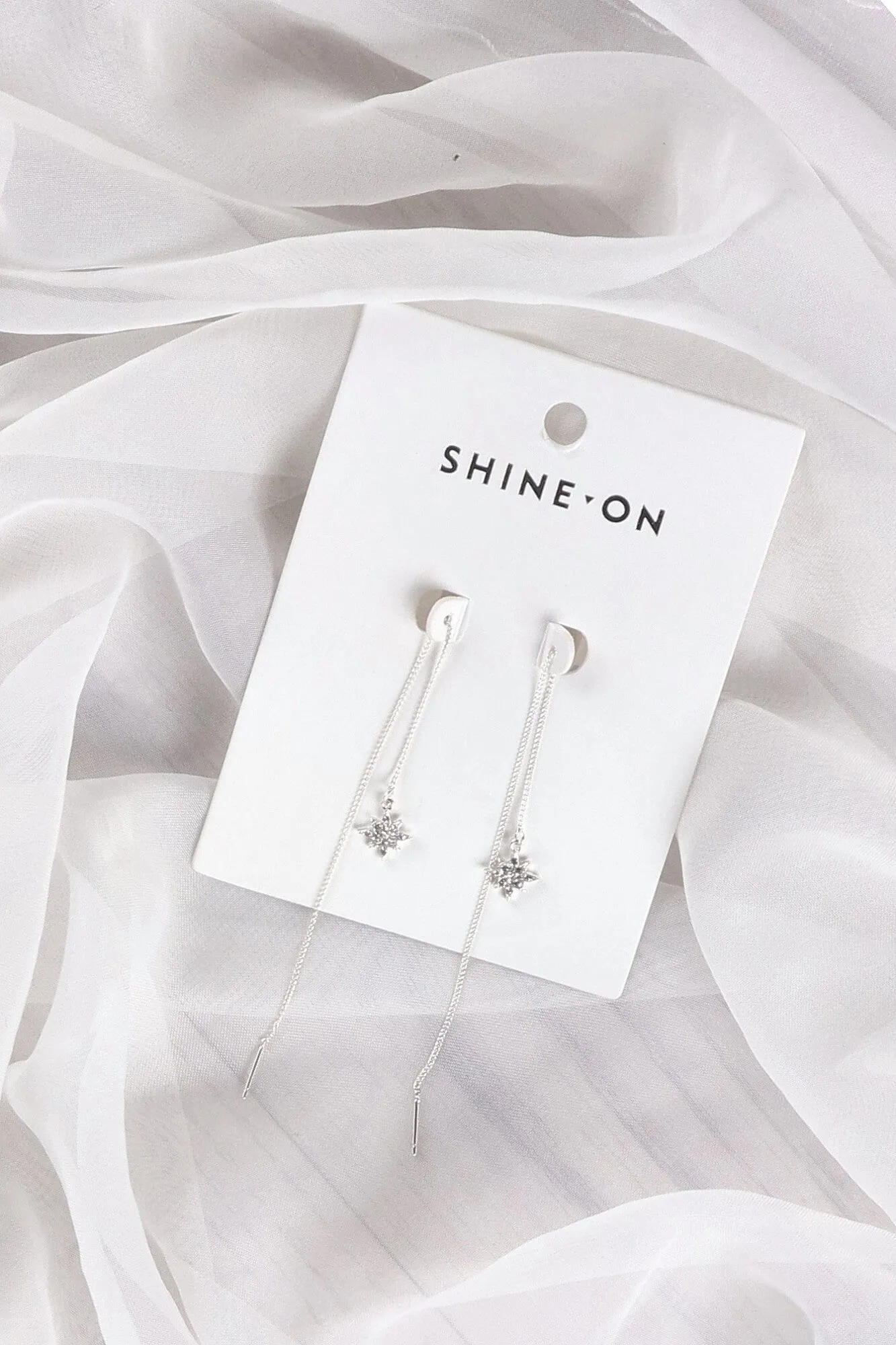 Shine On Label Star Thread Earring Silver