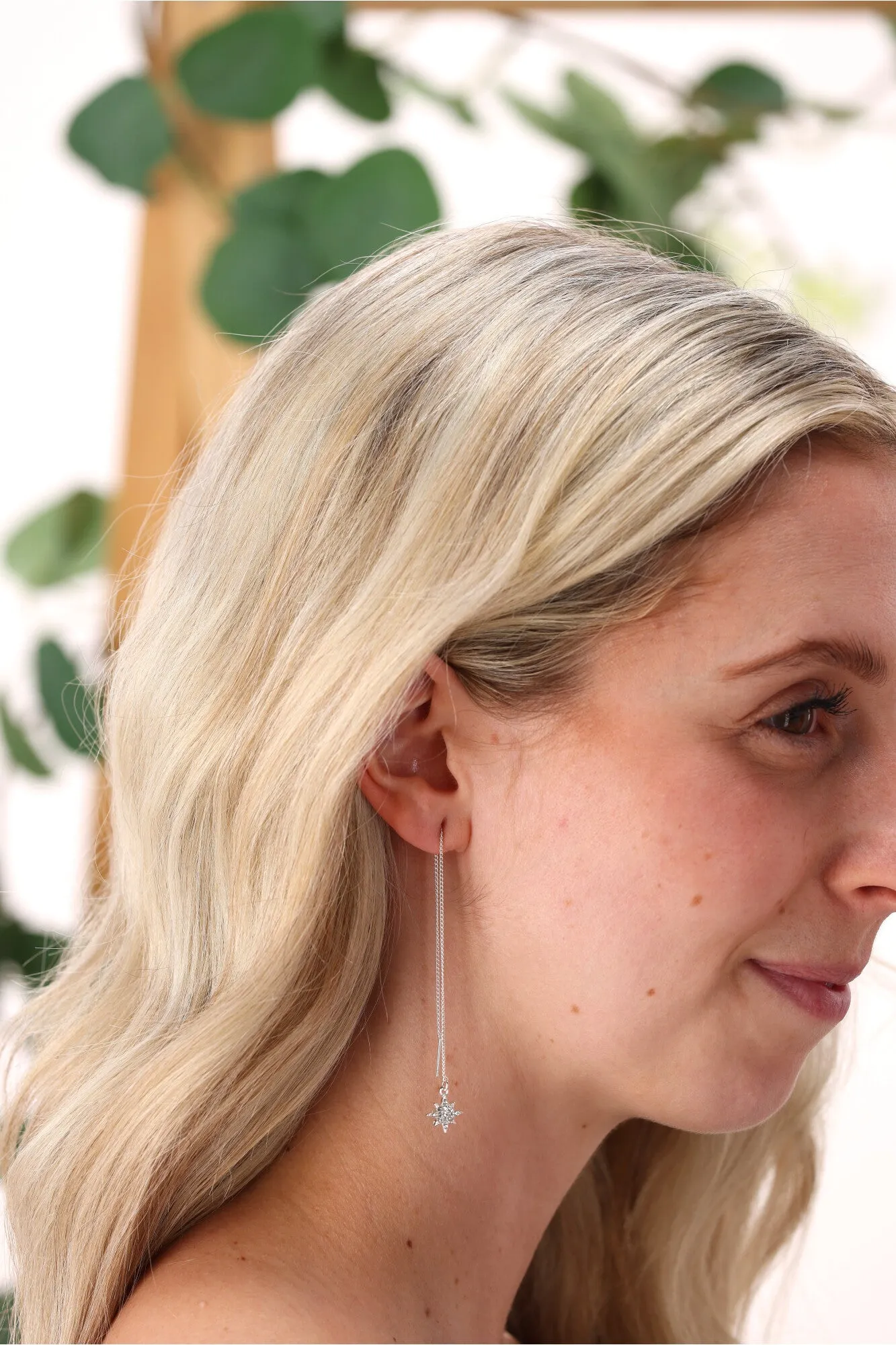 Shine On Label Star Thread Earring Silver
