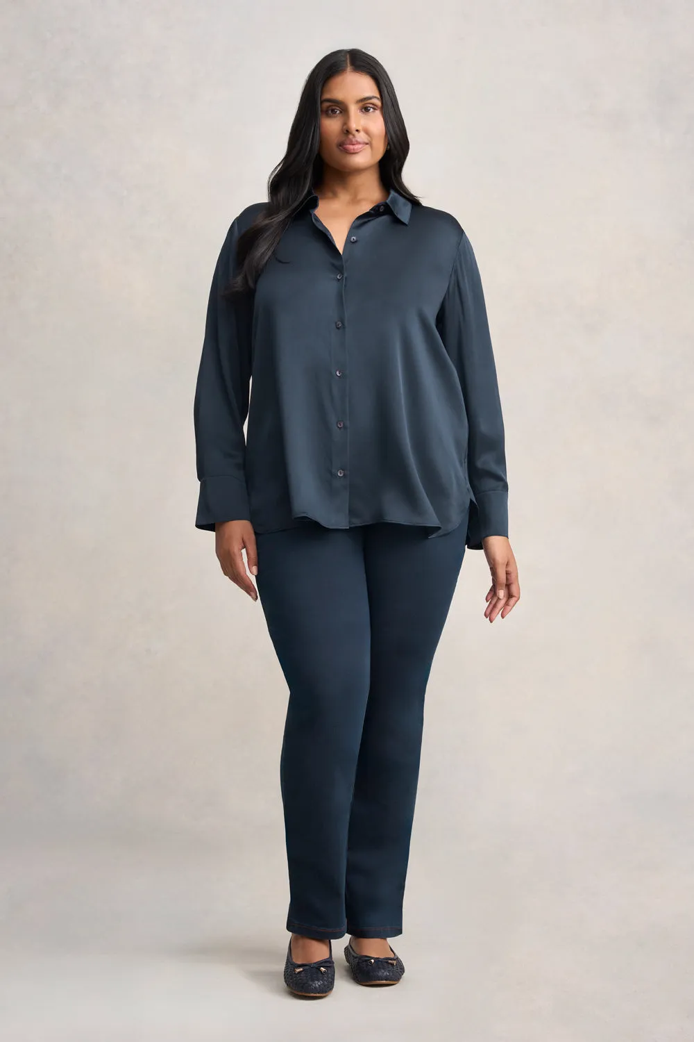 Stretch Silk Shirt - Ink