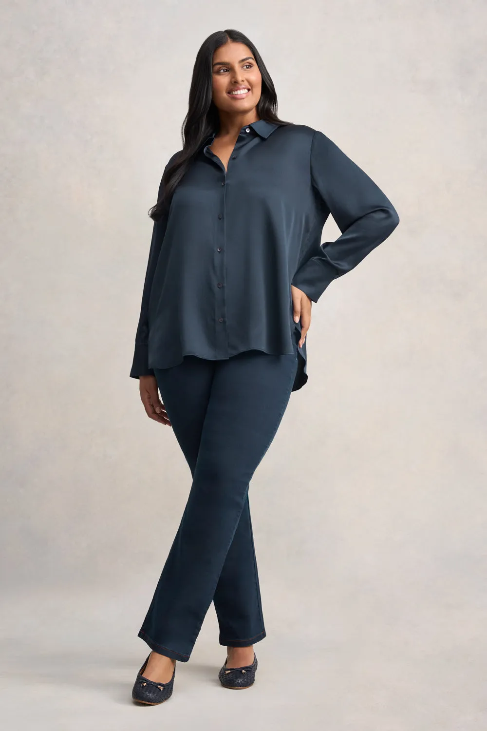Stretch Silk Shirt - Ink