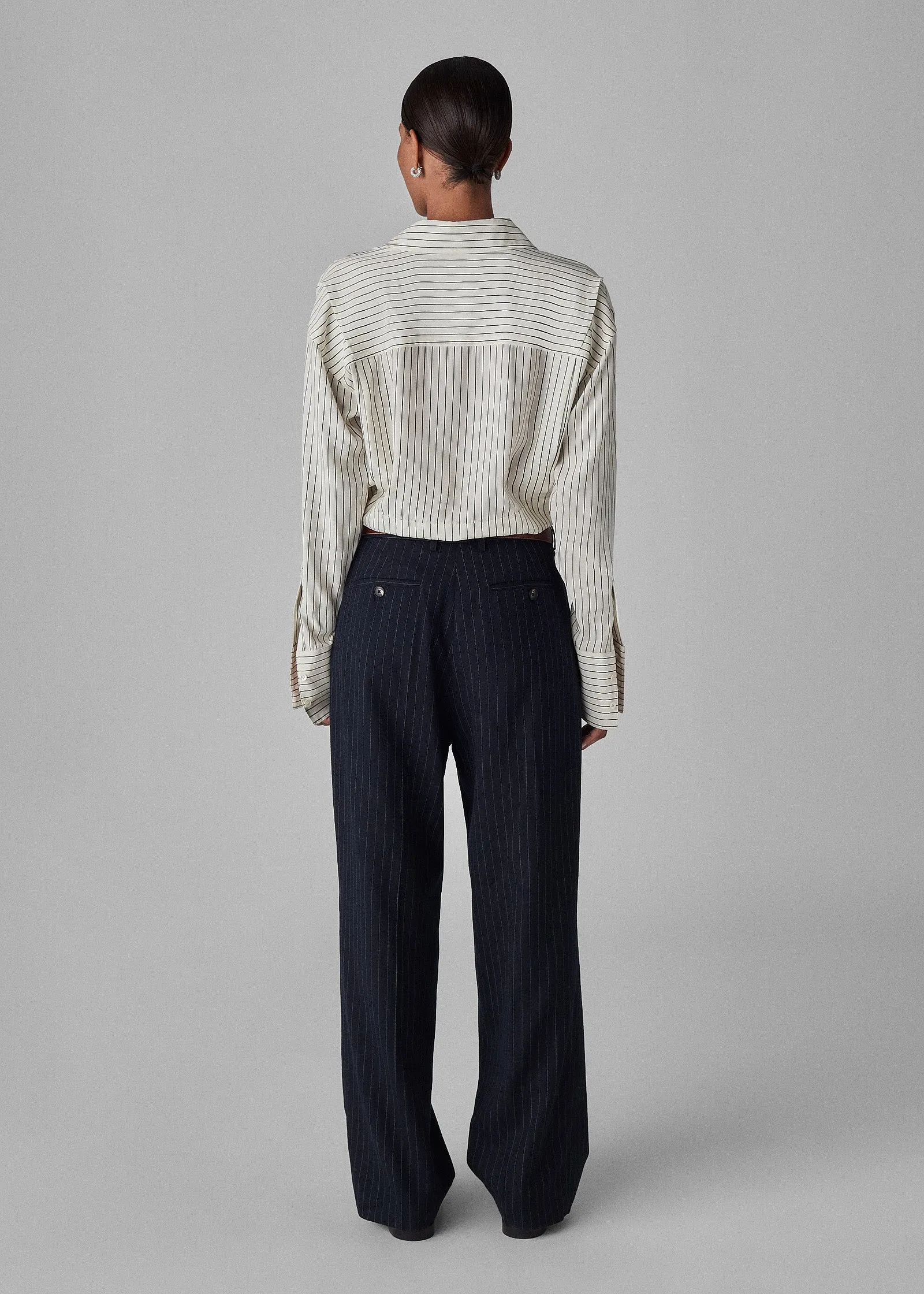 Striped Button Down Shirt in Silk - Stripe