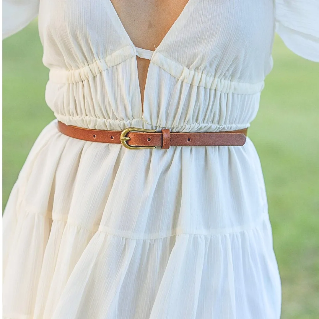 The Meadow Skinny Leather Belt