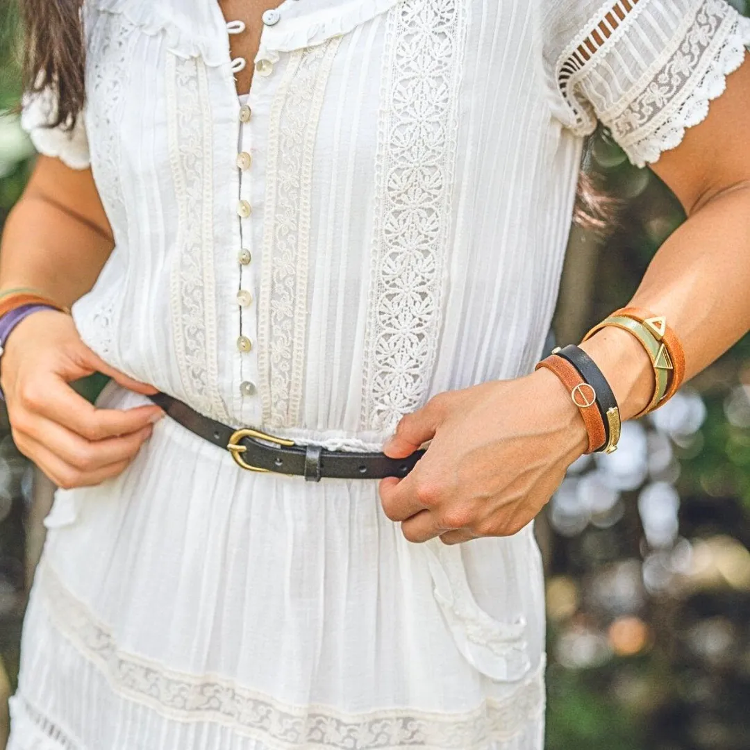 The Meadow Skinny Leather Belt