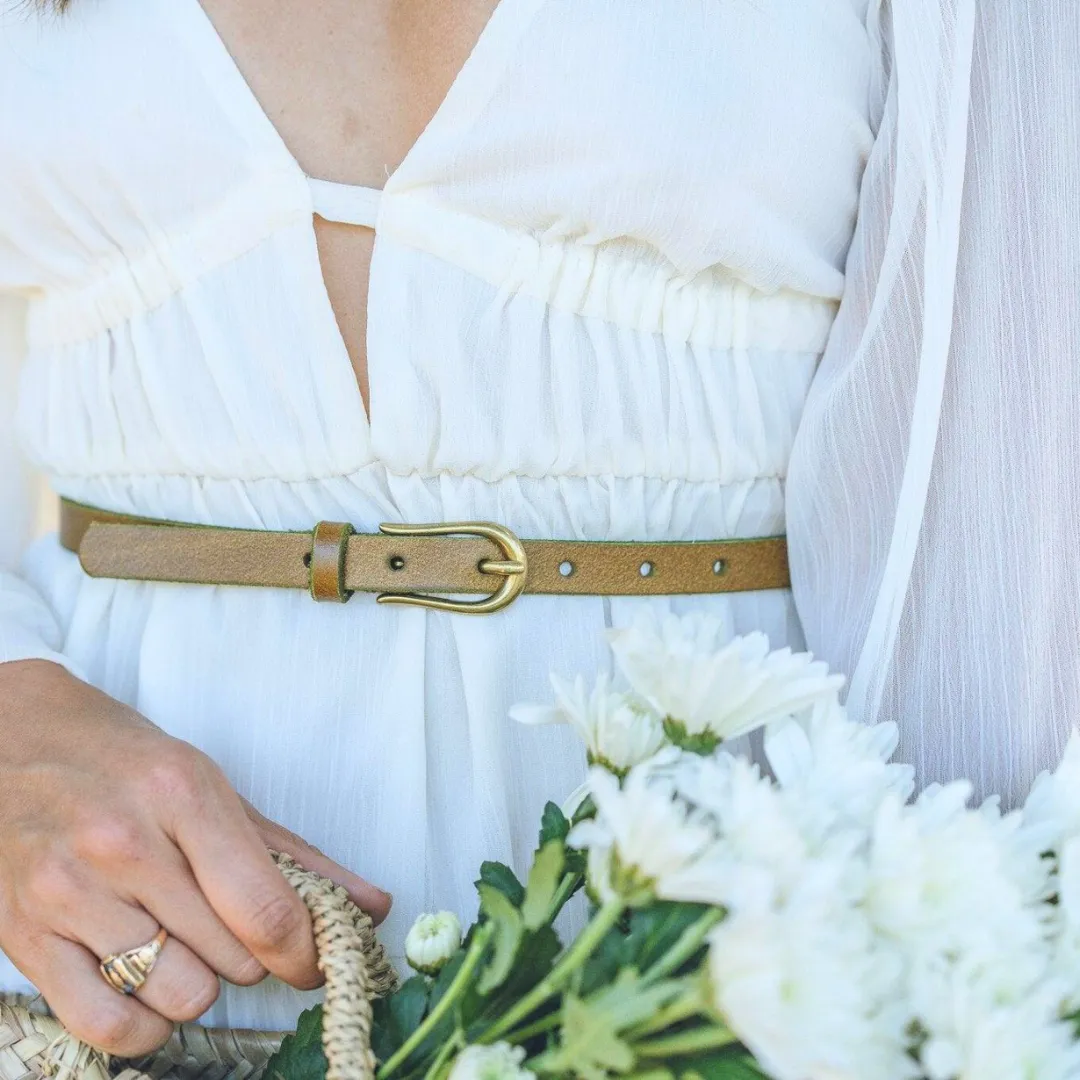 The Meadow Skinny Leather Belt