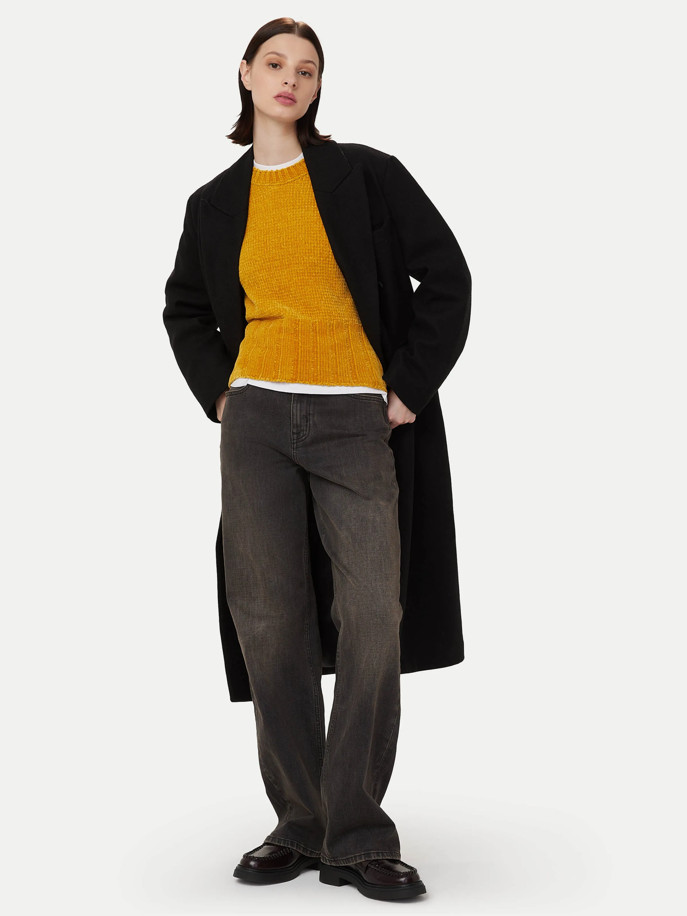 The Velvet Crewneck Sweater  in Mustard