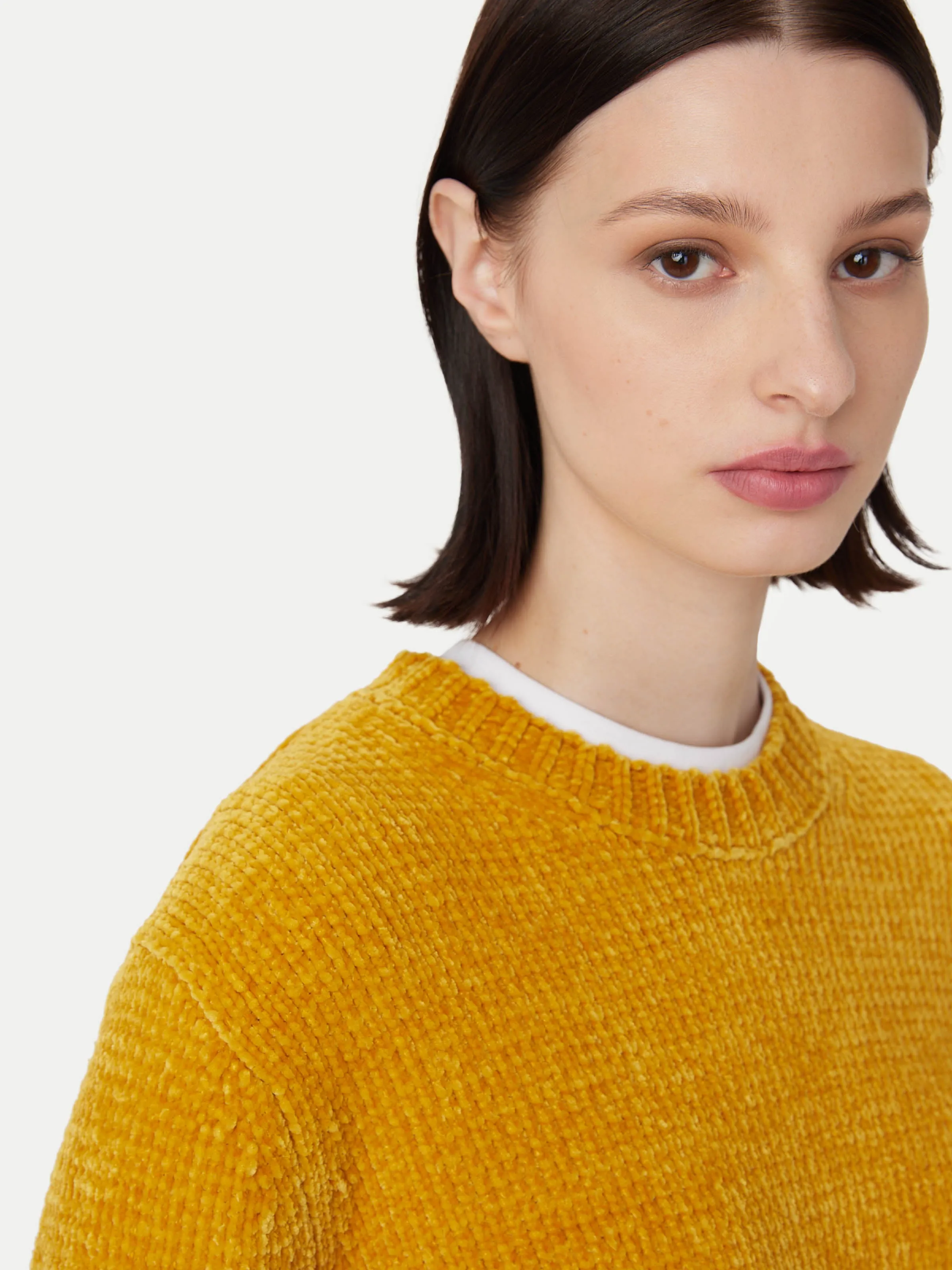 The Velvet Crewneck Sweater  in Mustard