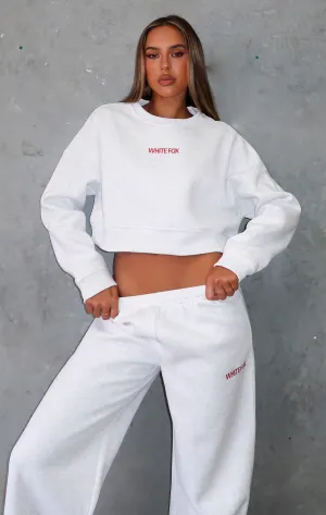 Trading Places Cropped Sweater Grey Marle
