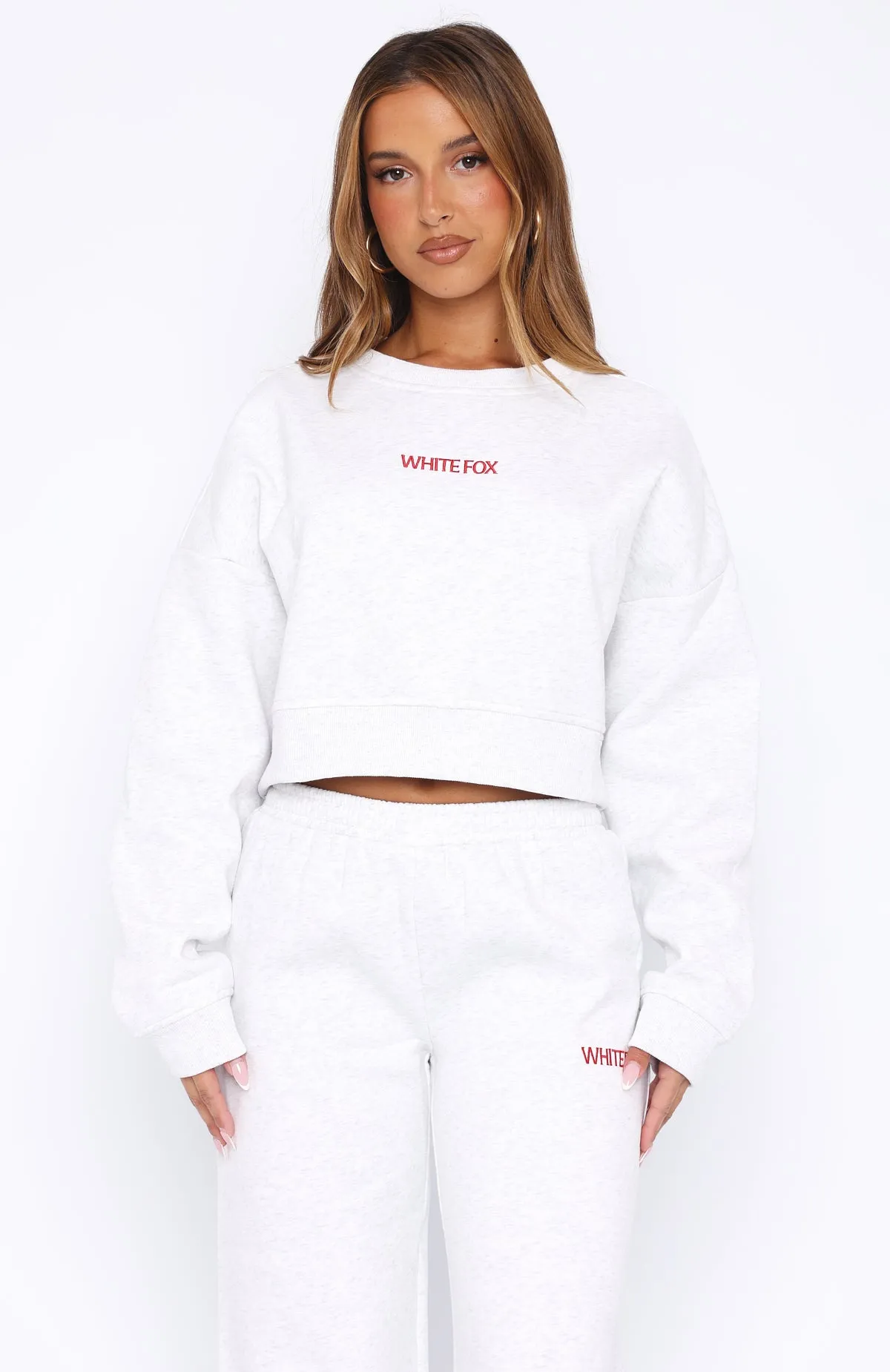 Trading Places Cropped Sweater Grey Marle