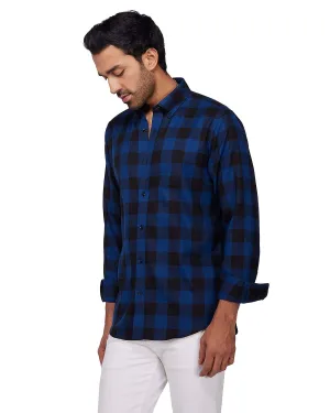 Twill Checked Shirt - Navy & Black