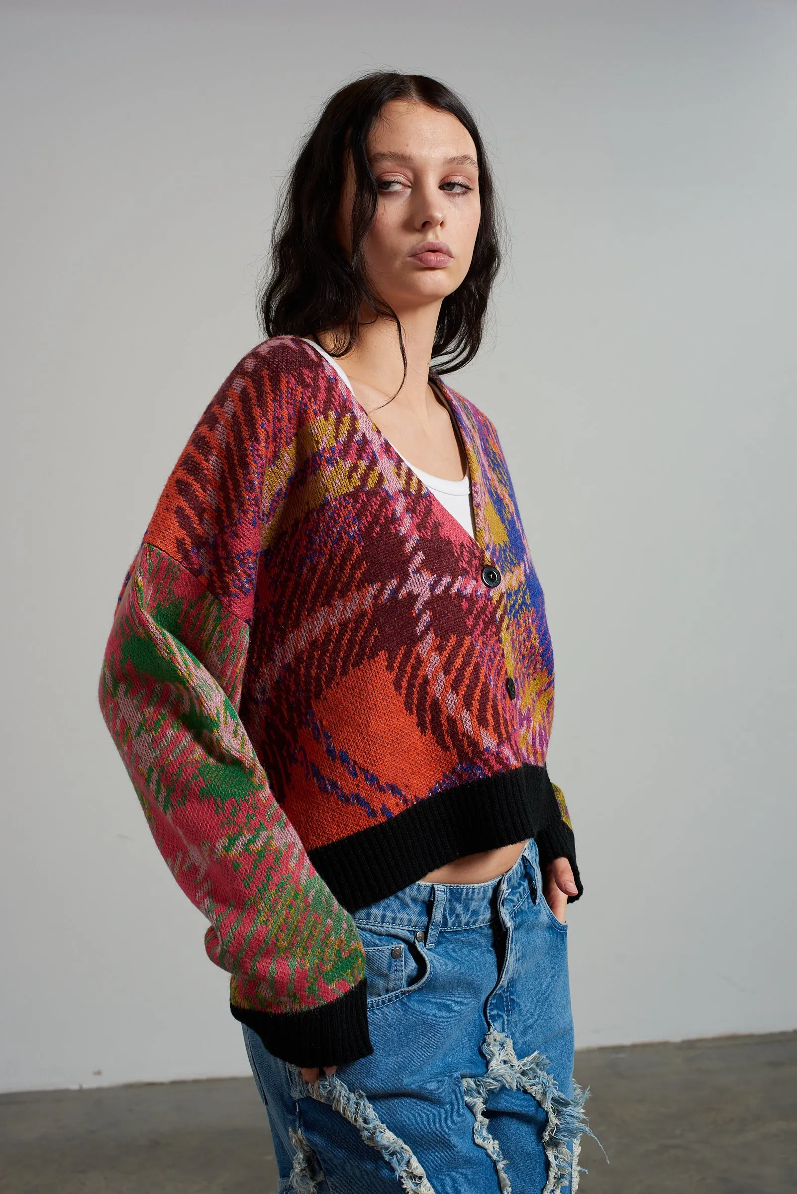 Underground Wavy Tartan Cardigan