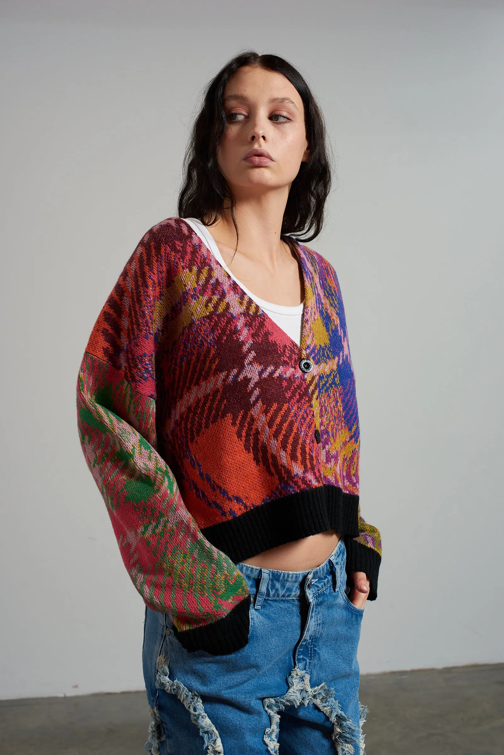 Underground Wavy Tartan Cardigan
