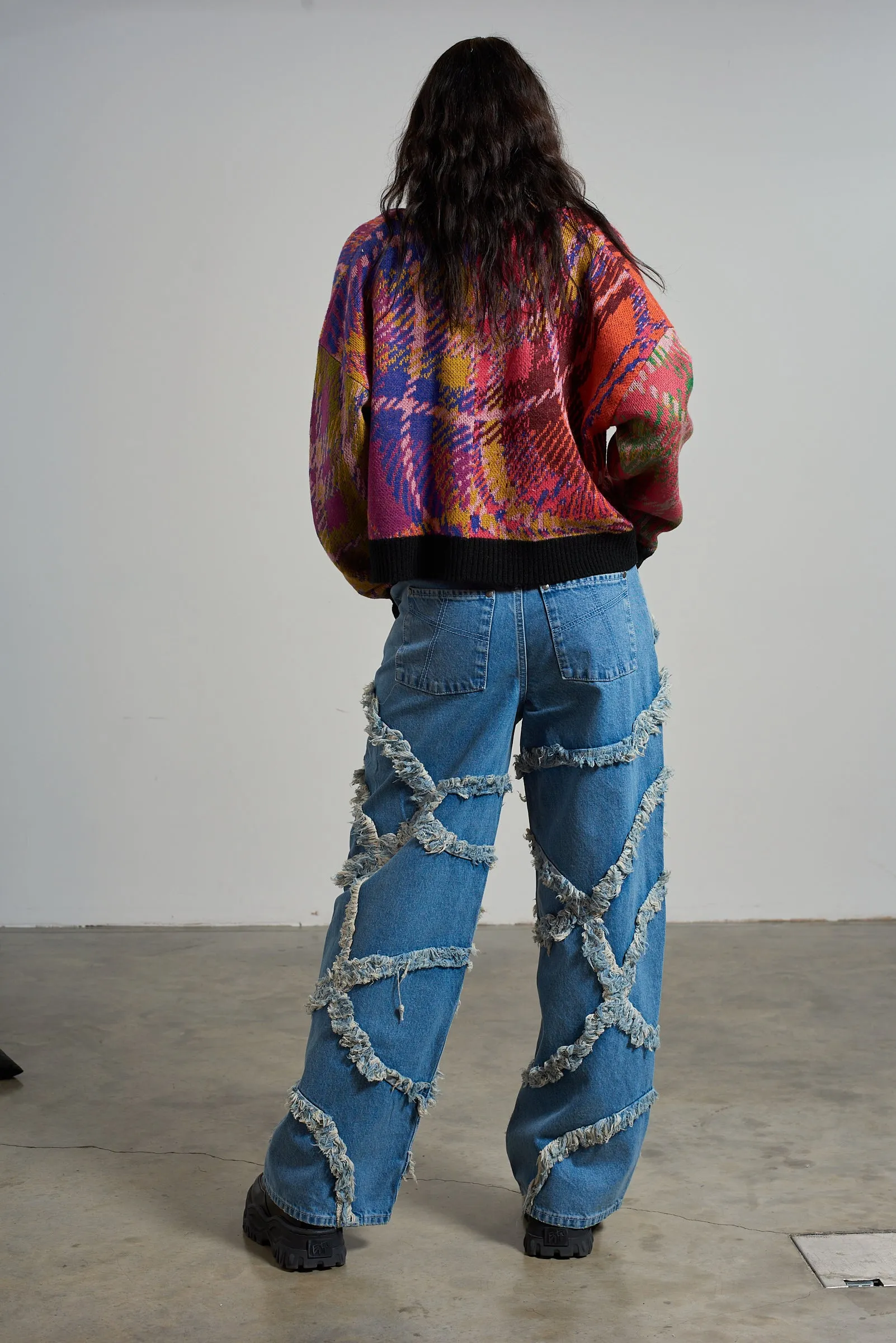 Underground Wavy Tartan Cardigan