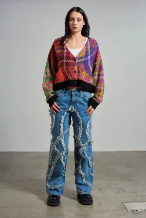Underground Wavy Tartan Cardigan