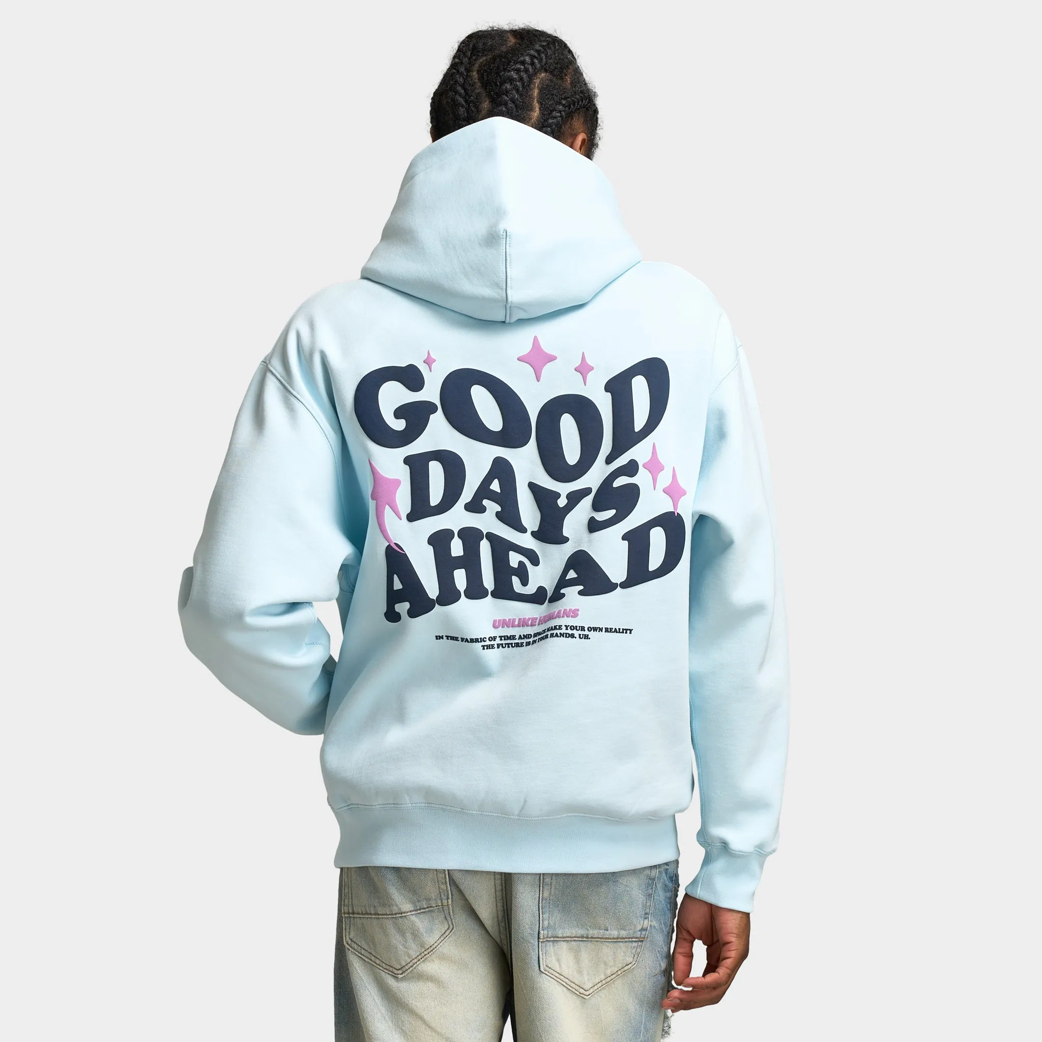 Unlike Humans Good Days Pullover Hoodie / Delicate Blue