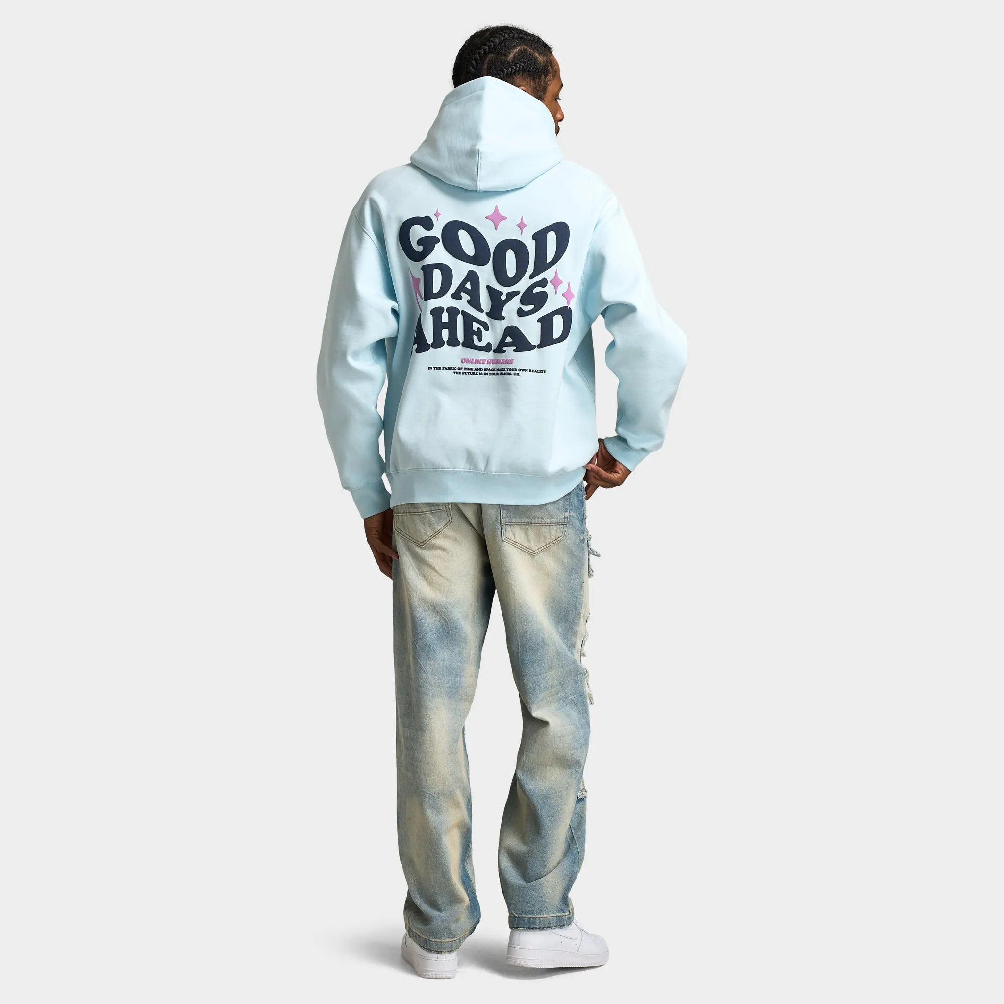Unlike Humans Good Days Pullover Hoodie / Delicate Blue