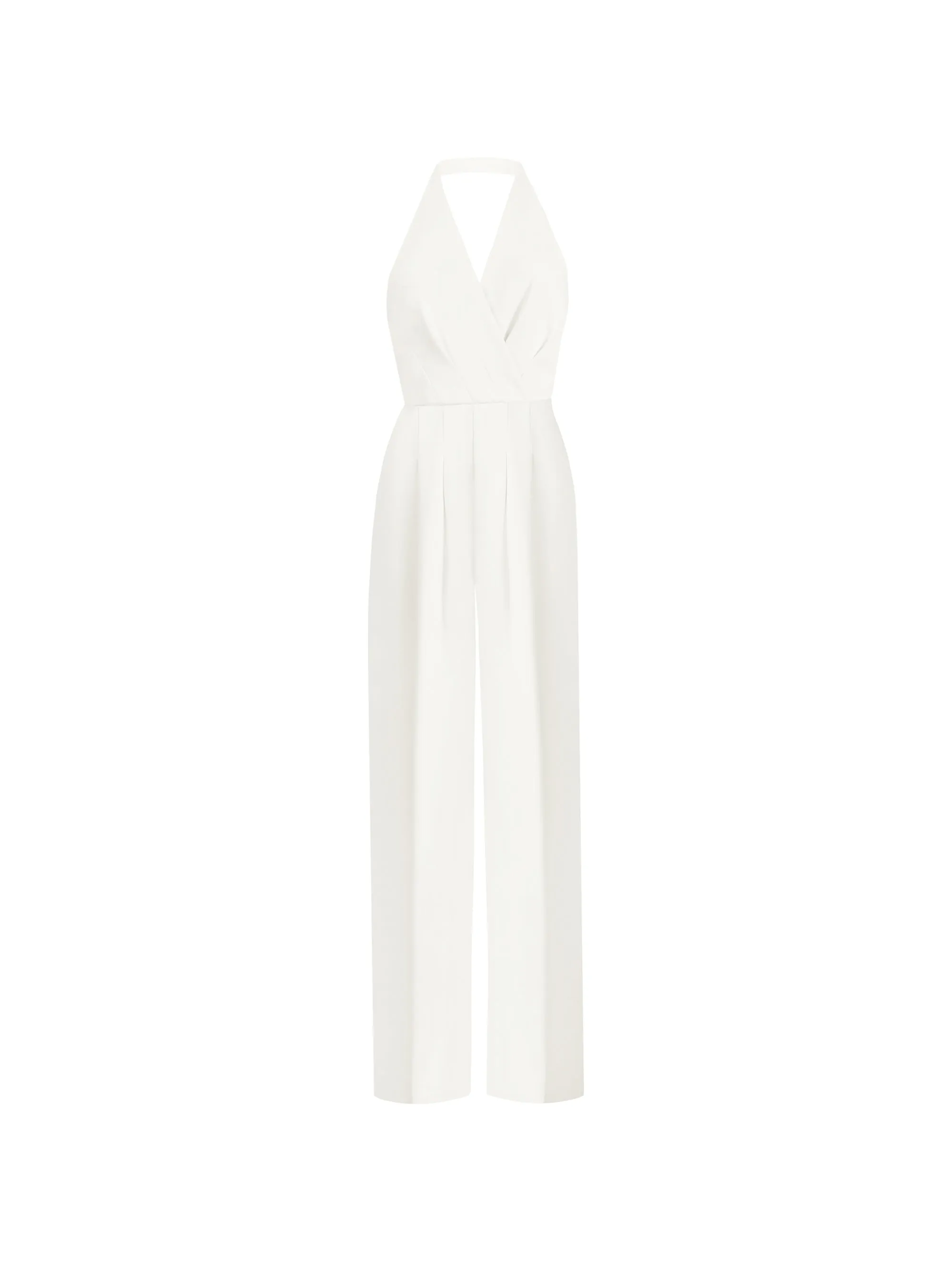 White Crepe Halterneck Wide Leg Jumpsuit