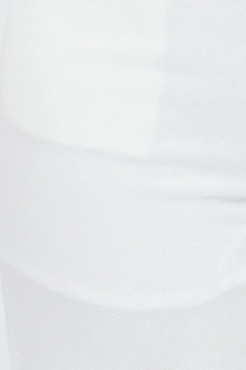 White Straight Fit Pants High Rise Ponte