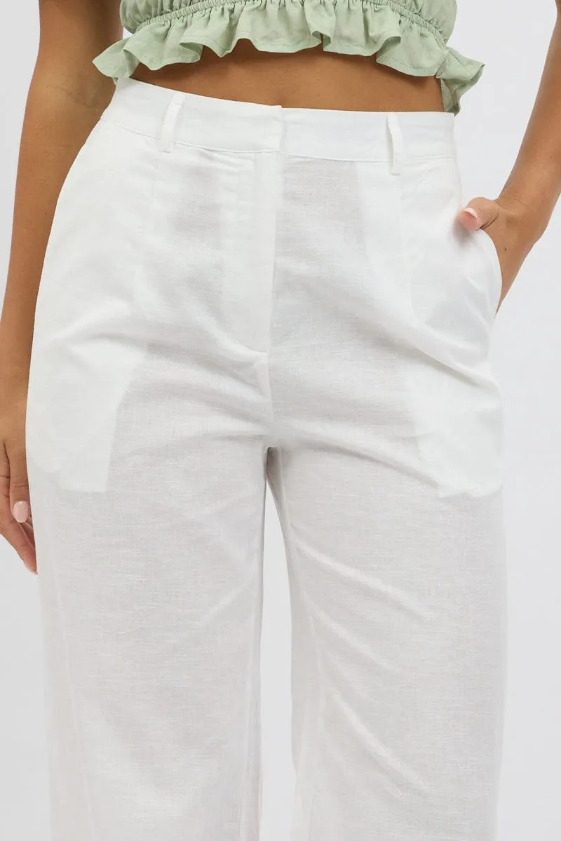 White Tailored Pants Wide Leg