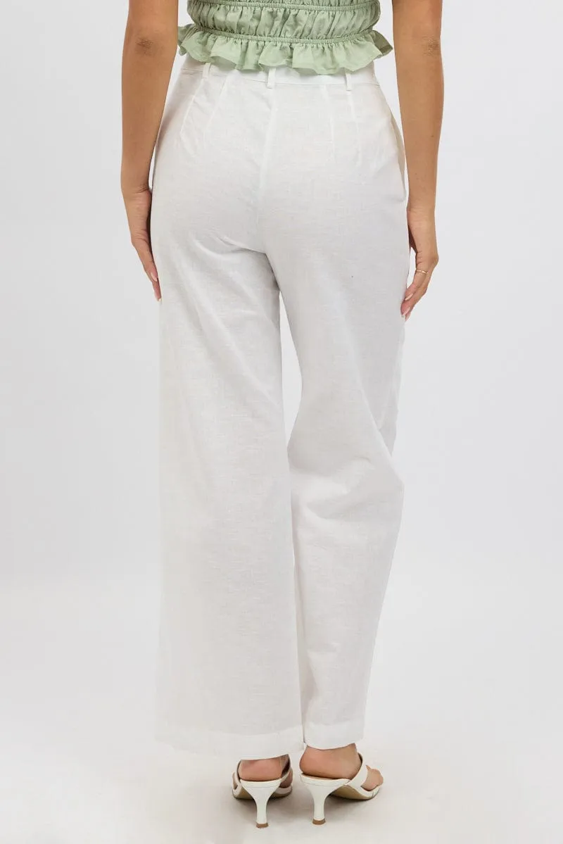 White Tailored Pants Wide Leg