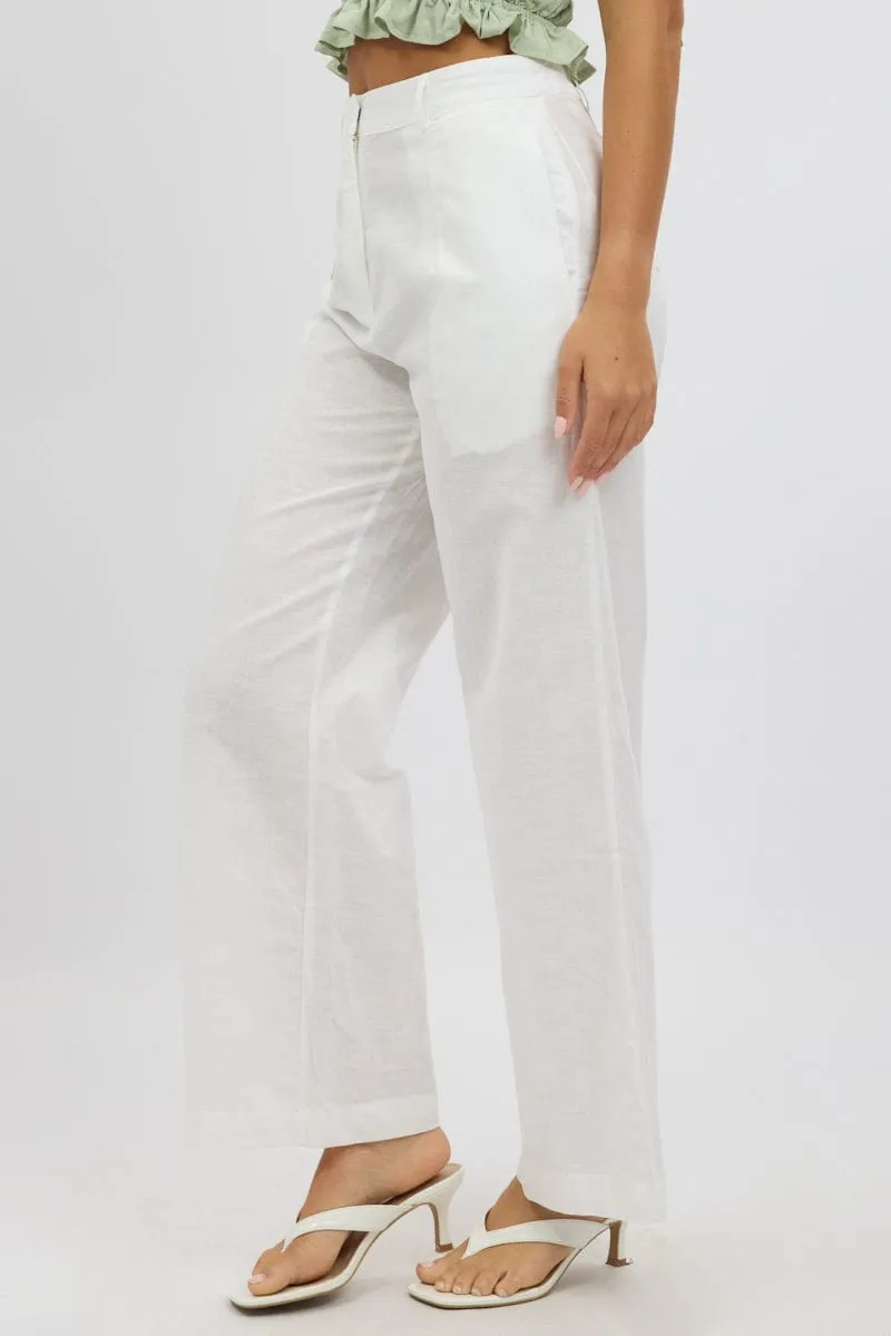 White Tailored Pants Wide Leg