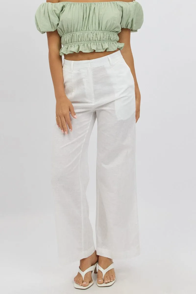 White Tailored Pants Wide Leg