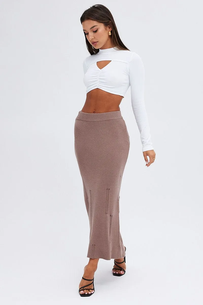 White Top Long sleeve High neck Seamless