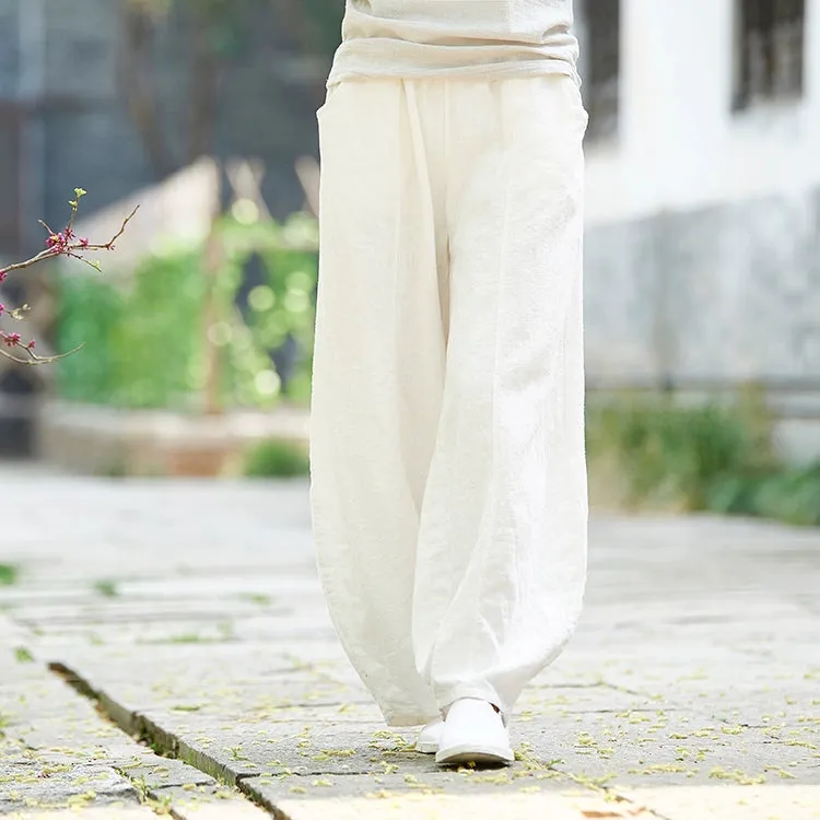 Women Spring Retro Ramie Comfy Loose Harem Pants
