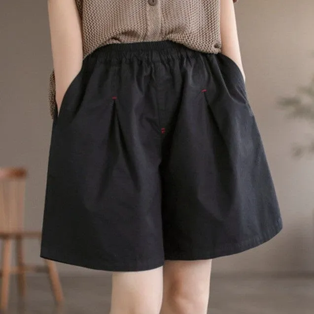 Women Summer Minimalist Solid Casual Loose Shorts