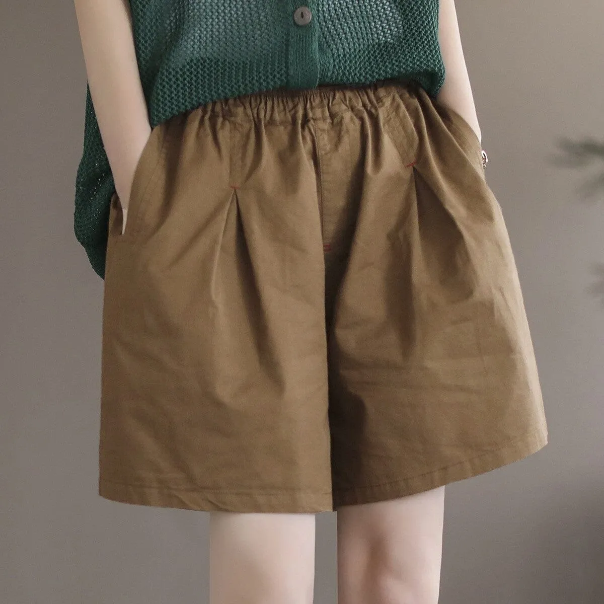 Women Summer Minimalist Solid Casual Loose Shorts