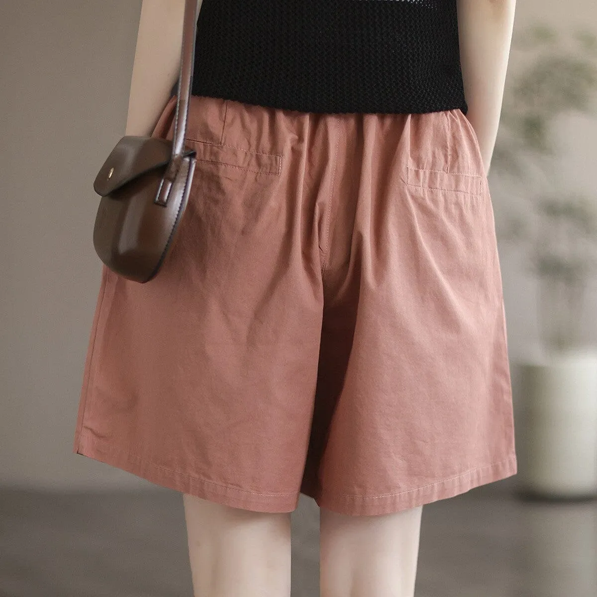 Women Summer Minimalist Solid Casual Loose Shorts