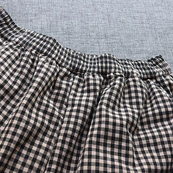 Women Winter Vintage Quilted Plaid Warm Cotton Harem Pants
