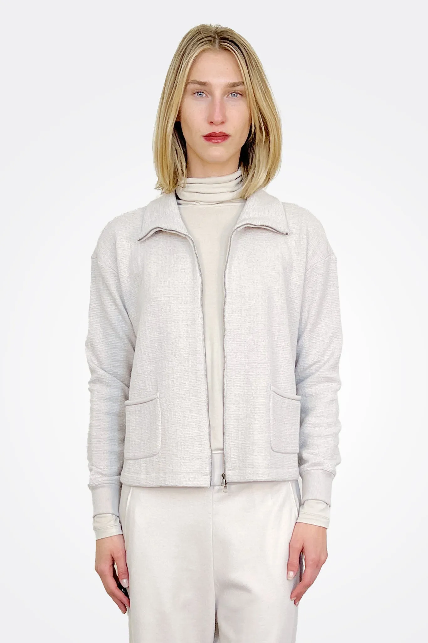 Zipped Wool Sweater - Ice